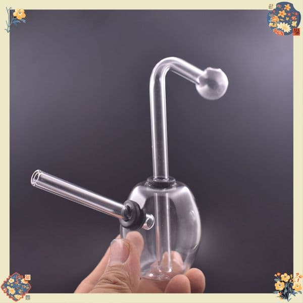 Thick heady mini egg shape Mini Glass Bong Oil Burner Bubbler Smoking Small Water Pipe Diffuser Perc Shisha Filter with replace glass oil bowl