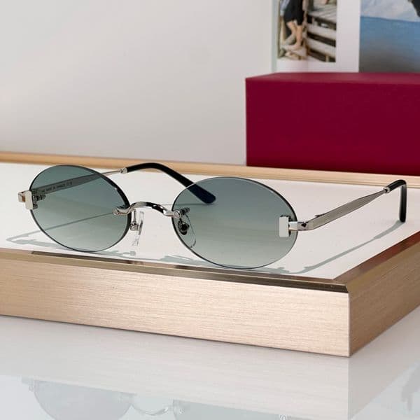 Sunglasses For Men Women Summer 0594 Popular Designer Stylish Outdoor Catwalk Leisure Style Anti Ultraviolet UV400 Plate Oval Frameless Glasses Random Box