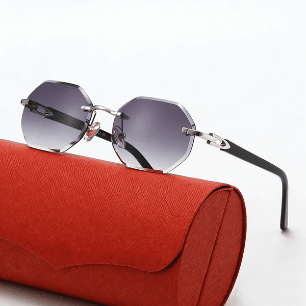 Hexagon Designer Sunglasses For Women Vintage Man Buffalo Horn Glasses Fashion Gold Silver Metal Legs Rimless Sunglass Men Travel Tour Eyeglasses Lunettes Gafas