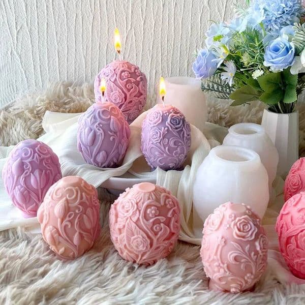 Bestseller 3D Relief Tulip Rose Easter Mold Handmade Aroma Candle Plaster Silicone Molds Flower Egg Crafts Making Supplies ddmySat