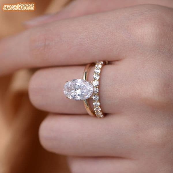Minimalist 925 Sterling Silver 55ct Oval MoissaniteVVS Finger Ring Hot Selling Oval Round Cut Moissanite MoissaniteVVS Rings