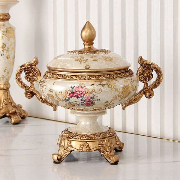 Model Home Ceramic Decorative European Retro Living Room Entrance Art Ornament Storage Jar B5