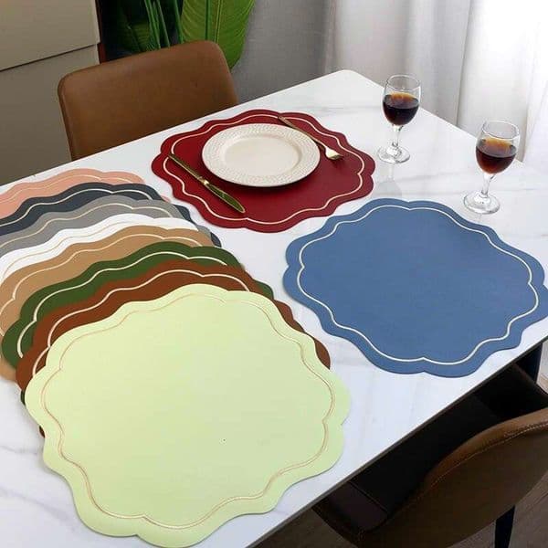 Placemat Embroidery Western Restaurant Table PVC Embroidered Heat Insulation Mat Waterproof Oilproof Commercial Household B5