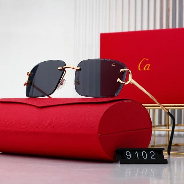2026 New Designer Men Women sunglasses Fashion Classic Glasses Leopard Head Composite Metal Rimless Optical Frame Sunglasses UV 400 With Box