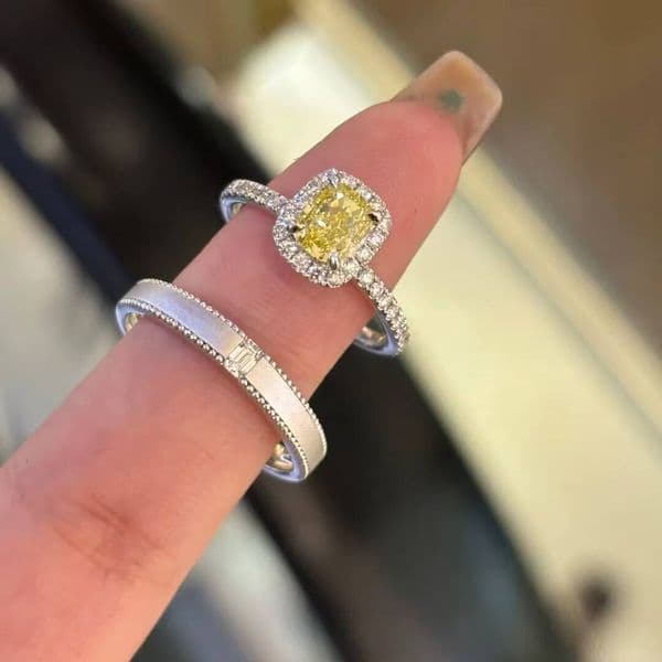 18K Gold Plated Lab Grown Diamond S925 Sterling Couple Rings Silver 925