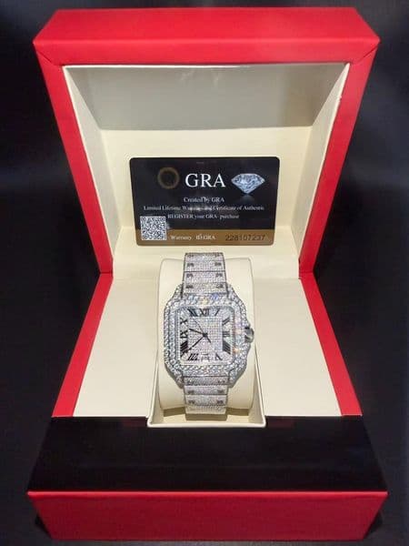 Men's Iced-Out Squared Dial Watch with Moissanite - Trendy Hip Hop Style High-end custom waterproof wristwatch