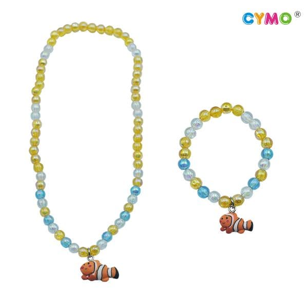 CYMO Handmade Tropical Clownfish Kids Jewelry Set - Necklace, Bracelet, Hair Clip | Eco-Friendly Polymer Clay Gift for Christmas, New Year & Children's Day