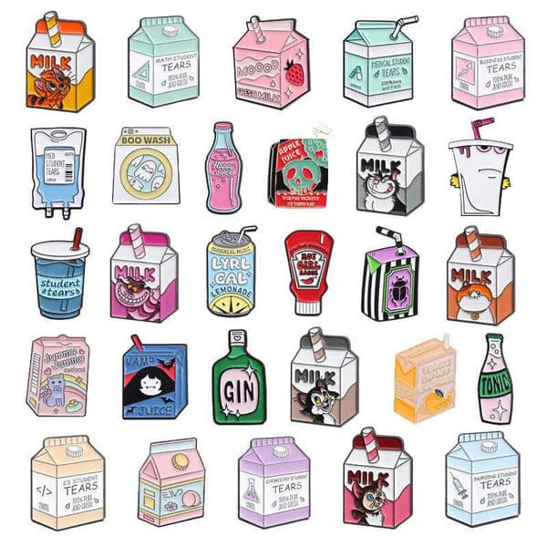 beverage metal badge brooch series set, creative and versatile for clothing, exquisite gift