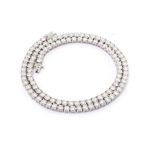 Hot Sale Stock 5mm 6mm Silver Tennis Chain Bracelet Necklace VVS Moissanite Prong Setting Iced Out Hiphop Tennis Chain for Men