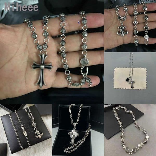 Designer Chromes Boat Cross Pendant Necklace S925 Thai silver Bold Letter Flower Diamond Women Necklaces Band Anchor Flower Chain Men Love Classic Jewelry 2026