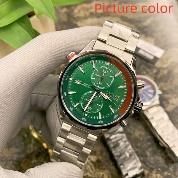 Bos WristWatch for Men 2026 Mens Watches Five needles All dials work Quartz Watch Top Luxury Brand Chronograph clock Steel Strap fashion Elegant Manly Accessory