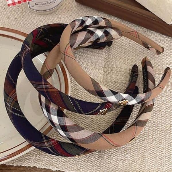 Retro Tweed Sponge Headband Plaid Autumn Winter Face-washing All-match Simple Outfit Headband Female Accessories