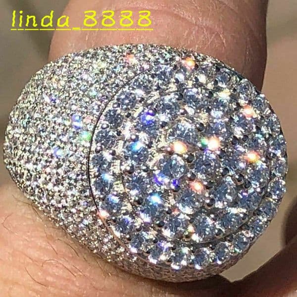 Hip Hop Moissanite Mens RIng S925 Cluster VVS GRA Certificate Custom Iced Out Moissanite Ring