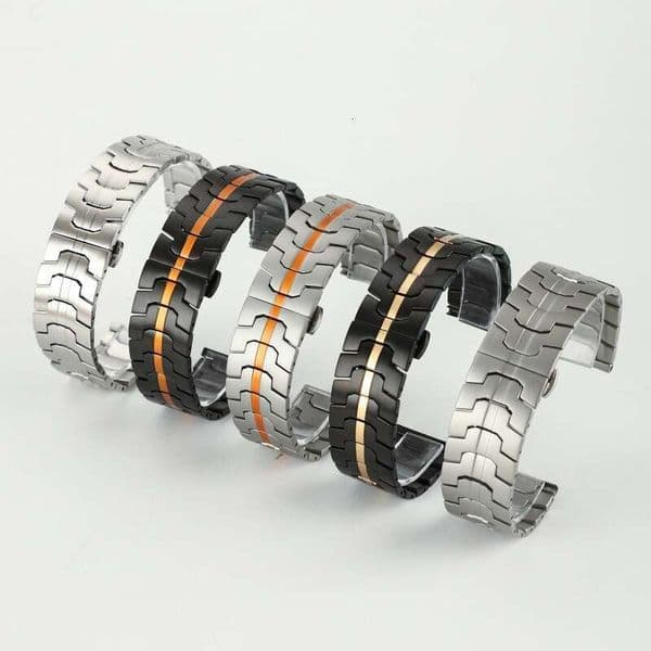 Suitable for Samsung Watch 7 Iron Man 22/20mm stainless steel strap, Huawei GT5 Pro metal strap with flat end