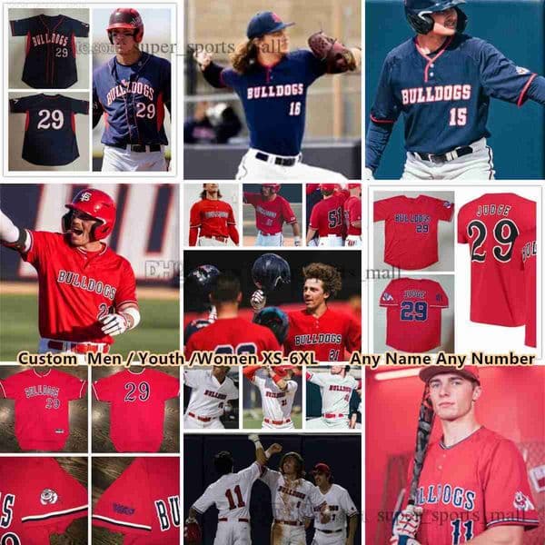 Custom S6XL 2025 Fresno State Bulldog College Baseball Jersey 29 Aaron Judge 16 Aidan Cremarosa 11 Justin Stransky 39 Jack Anker St