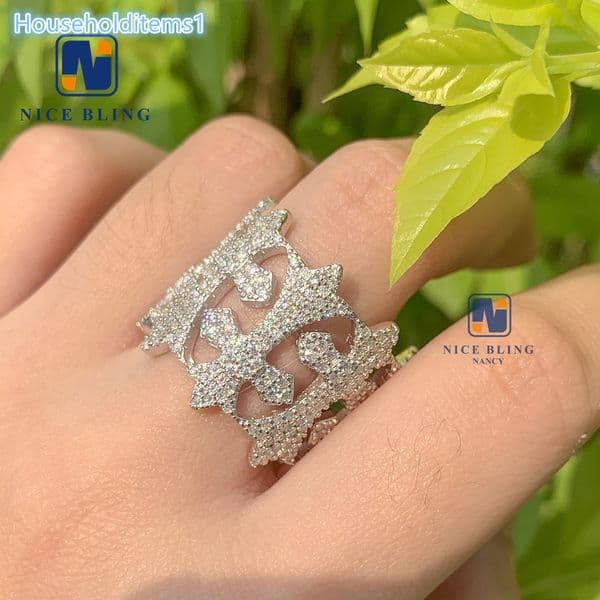 Iced Out Jewelry Luxury Style S925 with Vvs Moissanite Diamond Custom Ring Pass Diamond test Hip Hop Ring