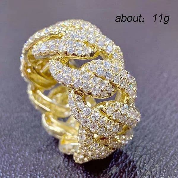 Luxury Male Women Wedding Moissanite VVS Stone Ring Crystal Gold Plt Rings Punk for Women Men East Cubic Dubai Jewelry