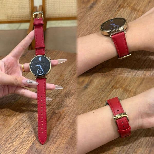 Suitable for Huawei GT6/5/4 41MM, original style first-layer cowhide strap, soft 18MM women's wine red