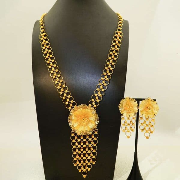 Designer jewelry 24k Imitation Gold Wedding Jewelry Set Dubai India Nigeria Bride Necklace Earrings