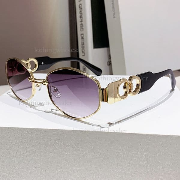 Designer Luxury Metal Women's Elliptical Outdoor Glasses Fashion Advanced Light Luxury Beauty Small Frame Sunshade Polarized Sunglasses Sports Leisure Style