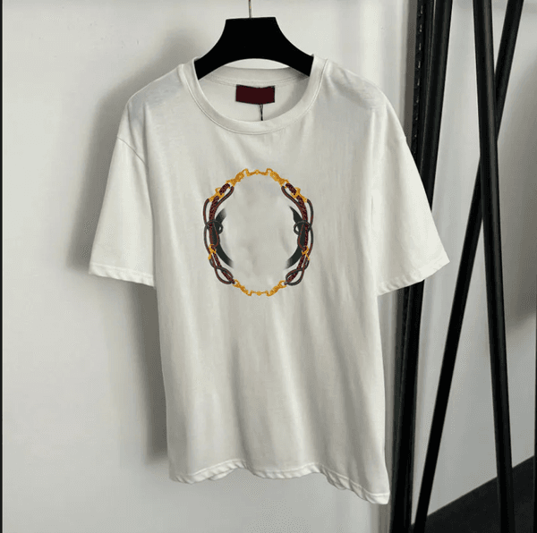 Summer womens T Shirts designer luxury tshirt women Chain printing tshirt lady letter print t shirt casual cotton t-shirt tops tee white gray pink