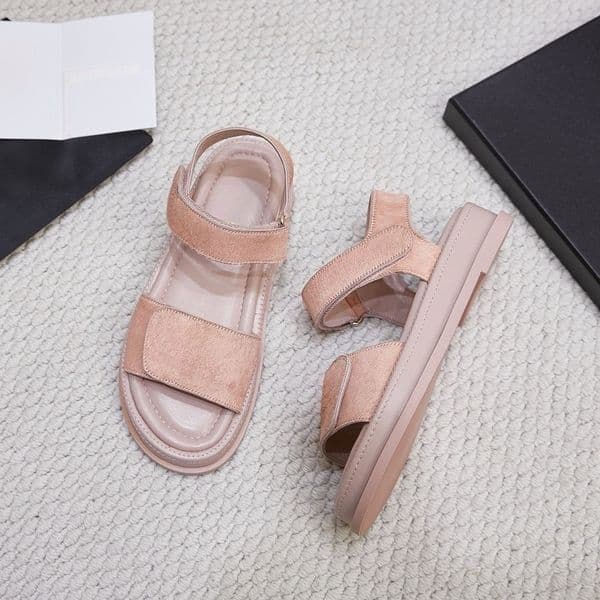 Hoop Loop Open Toe Flat Sandals Luxury designer women top quality summer horsehair beach shoes Round toe ladies casual sandals Factory footwear Rubber Sole