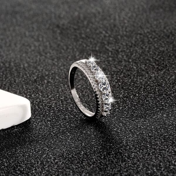 S925 Sterling Silver Qixi Valentine's Day Eternal Halo Full Diamond Light Luxury Ring Women's Jewelry Gift