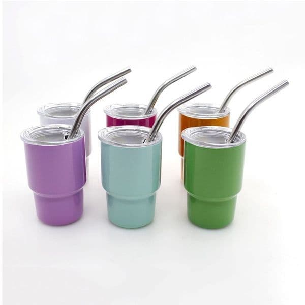2oz Sublimation Shot Glass Tumbler Stainless Steel Small Mini Tumblers Double Wall Vacuum Insulated Cups Lids Straws Car Whiskey Shot Glasses HW0122