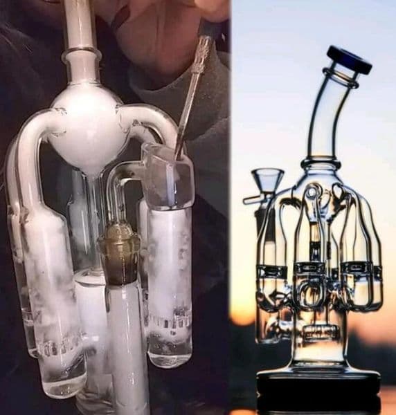 New Arrival pipes fab egg Glass bongs hookahs 9.5'' with 5 arms chamber recycler perc water pipe shisha with 14mm bowl