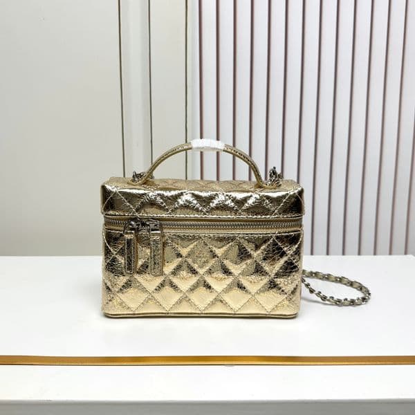 Newest 25C Bag Champagne Gold lunch box Bag Classic Designer bags Cosmetic Bag Women Purse luxury shoulder bag Caviar leather Handbag On chain Crossbody Bag