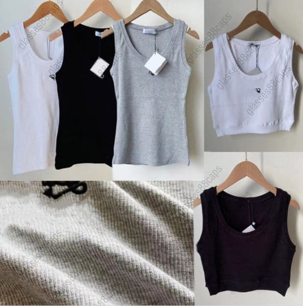 Designer Womens Tops Tank Top T-Shirt Regular Cropped Cotton Jersey Camis Female Femme Knits Tees Designer Embroidery Knitted Vest Sport Breathable Yoga Vest