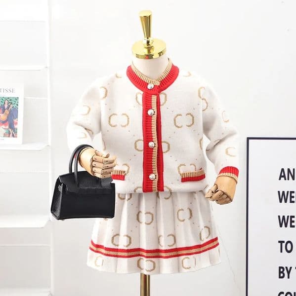 New Style Spring Kids Designer Clothing Sets Baby Girls Clothes Dress Set Designers Knitted Sweater Suits Sweaters and Skirt Kids Dress Brand Kid Girls Skirt