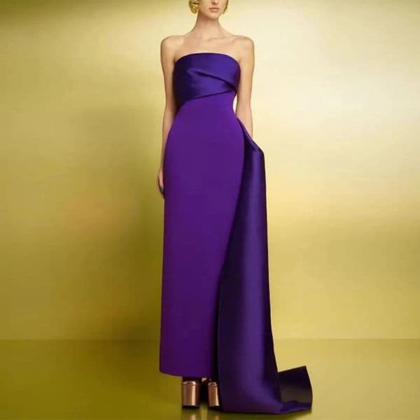 2026 Elegant Cloumn Evening Pageant Dress Strapless Pleats Satin Women's Prom Formal Gowns Maxi Party vestidos de festa