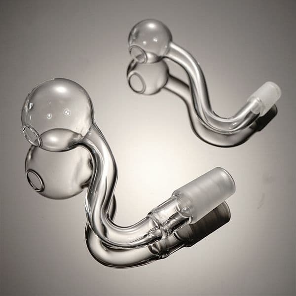 Glass Oil Burner with Bent Curved Design Compatible with 10mm 14mm Male Joints for Smoking Accessories