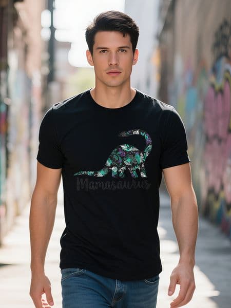 Mens Brontosaurus and Mamasaurus Rex Dinosaur Mom T Shirts Funny Cool Graphic Tee for Mothers Day