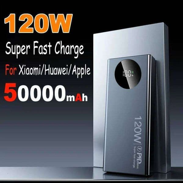 50000mAh High Capacity Power Bank 120W Fast Charging Powerbank Portable Battery Charger For iPhone12 13 14 H260227