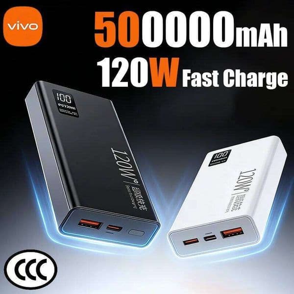 500000mAh High Capacity 120W Fast Charging Power Bank Powerbank Portable Battery Charger For iPhone 2026 New H260227