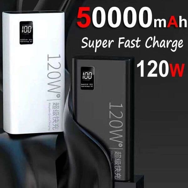 120W Power Bank 50000mah High Capacity Fast Charging Powerbank Portable Battery Charger For iPhone 2025 H260227