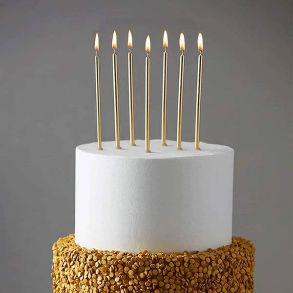 Bestseller 30pcs Count Party Long Thin Cake Metallic Candles in Holders for Birthday Cakes Cupcake, Champagne Gold ddmytues