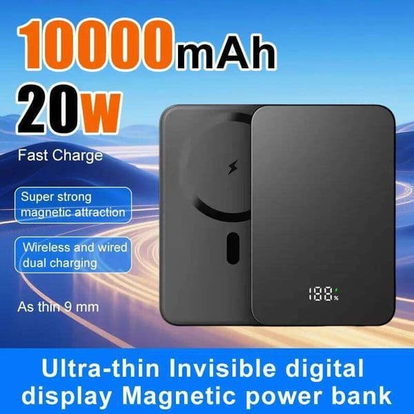 10000mAh Magnetic Wireless Power Bank Ultra Slim Portable Charger for iPhone16 15 14 Powerbank H260227