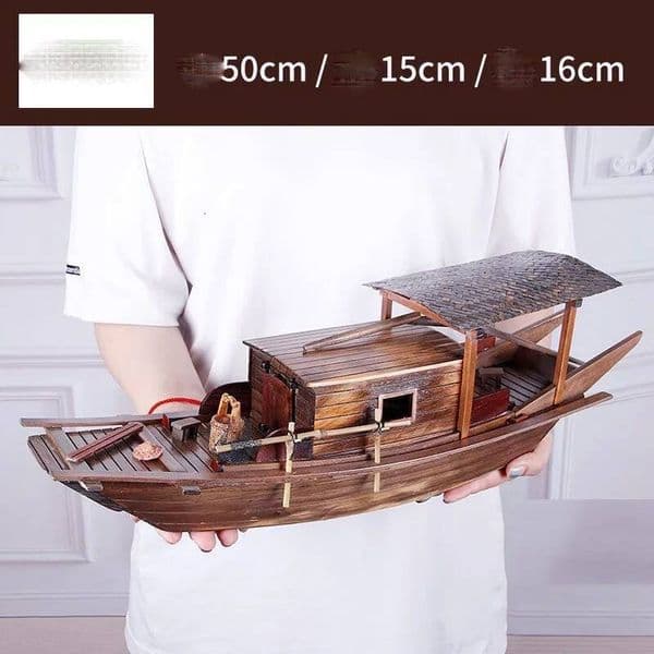 Bestseller Sailing Model Wooden Fishing Solid Wood Canopy Chinese Style Craft Boat Decoration Living Room Ornament ZE952 ddmytues