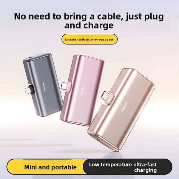 5000 MAh Bank Portable PD Mobile Power Cross-border Foldable Fast Charging Metal Paint Tail Plug Capsule H260227