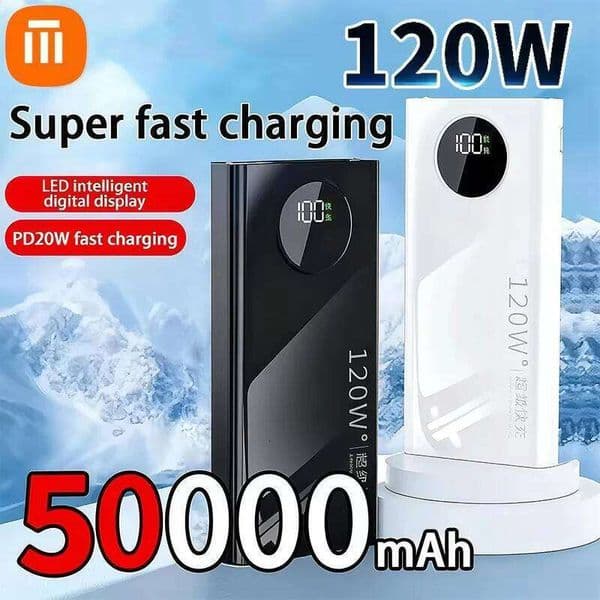 50000mAh High Capacity Power Bank 120W Fast Charging Powerbank Portable Battery Charger For iPhone 2025 New H260227