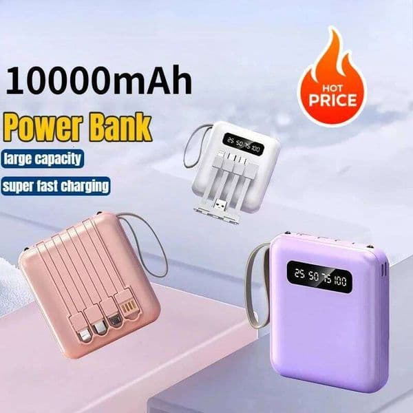 10000mAh Power Bank Mini Portable Large Capacity Digital Display Fast Charging External Battery for iPhone 2026 H260227