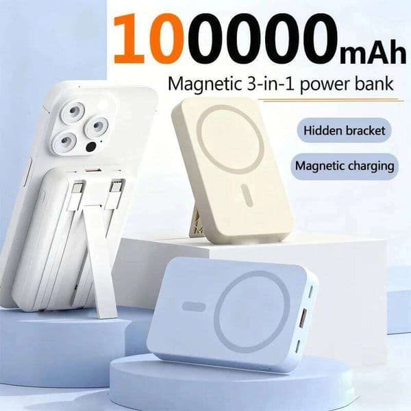 50000mAh Magnetic Wireless PD20W Portable Three-in-one Power Bank Super Fast Charging Iphone For With Hidden Bracket H260227