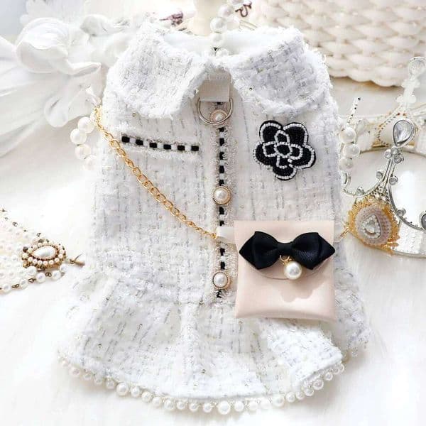 Winter Fall Pet Clothes, Luxury Princess Dress With Pearl Bowknot Small Dogs & Cats - Perfect For Bichon Frise, Schnauzer 26H0227