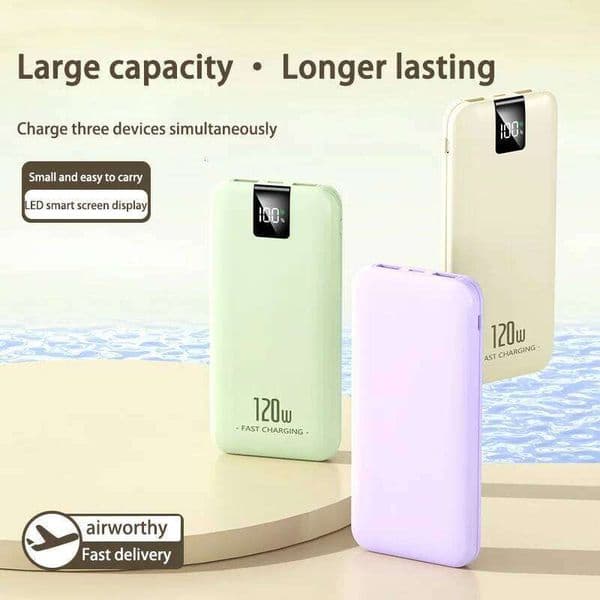 Mini Power Bank 120W 200000mAh Large Capacity ultra Long Battery Life, Portable LED Display Screen, Compatible with Android iOS H260227