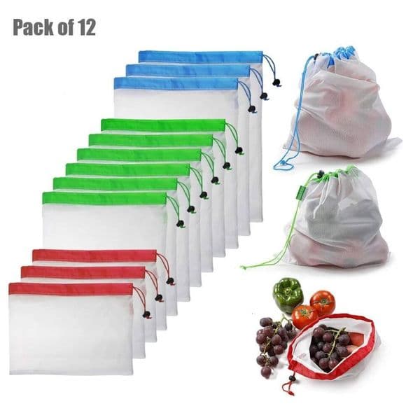 Bestseller Bestseller LMETJMA 12Pcs/set Reusable Produce Premium Polyester Washable Mesh Bags for Vegetables Fruits Toys JT226 ddmytues ddmytues