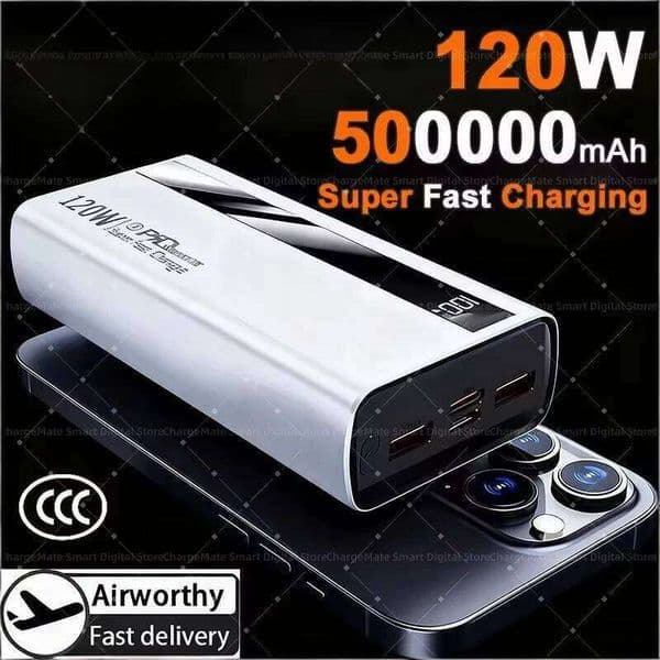New 200000mah 120w High Capacity Super Fast Charging Power Bank Portable Battery Charger For Iphone H260227