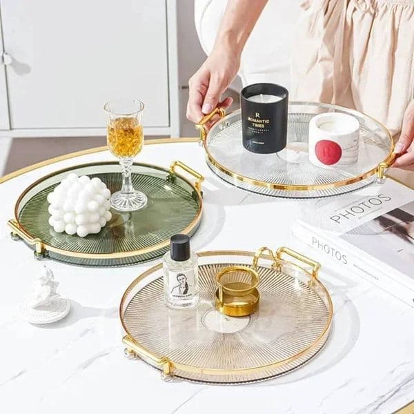 Bestseller Ins Fashionable Transparent Circle Solid Color Dual Ear Disc Modern Simplicity Plastics Household Fruit Put Storage Tray ddmytues